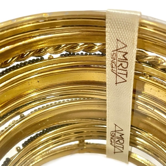 AMRITA SINGH Monte Carlo 18-pc Bangle Set in Black/Gold Size-8 - Picture 3 of 5